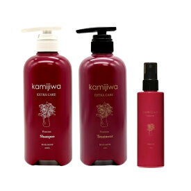 【正規品/送料無料/セット】kamijiwa カミジワ プレミアム シャンプー 600ml ＆ トリートメント 600g ＆ ミスト 116ml ポンプ ボトル premium shampoo treatment mint UnG
