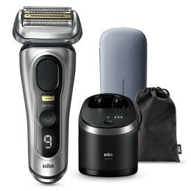BRAUN ブラウン シリーズ9 Pro+ 9577cc-V 電気シェーバー 6in1全自動プレミアムアルコール洗浄器＆充電トラベルケース付き マットシルバー キワぞり くせヒゲ シェーバー もみあげ 寝たヒゲ 薄刃 電気 電気シェーバー 丸洗い 洗浄器 充電器 ケース付