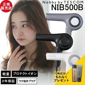 【10%OFFクーポン正規店/最新モデル/プレゼント付】ノビー バイ テスコム プロテクトイオン ヘアードライヤー NIB500B 送料無料 大風量 正規品 軽量化 ツヤ 速乾 静電気低減 プロ仕様 人気 おすすめ もれなくLUTYヘアケアプレゼント Nobby by TESCOM ヘアケア付