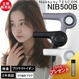 【10%OFFクーポン正規店/最新モデル/プレゼント付】ノビー バイ テスコム プロテクトイオン ヘアードライヤー NIB500B 送料無料 大風量 正規品 軽量化 ツヤ 速乾 静電気低減 プロ仕様 人気 おすすめ もれなくLUTYヘアケアプレゼント Nobby by TESCOM ヘアケア付