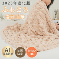 【進化版2.0・AI温度調整】電気毛布 掛け敷き ひざ掛け おしゃれ 電気 ふわふわ 洗える 6段階温度調節 電…