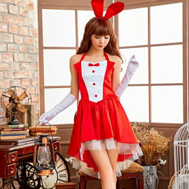 【半額 更にポイント2倍 楽天スーパーSALE】ハロウィン コスプレ バニーガール バニー 仮装 赤 黒 衣装 大人 ハロウィンコスプレ アニマル S-2L うさぎ ワンピース レッド ブラック うさ耳カチューシャ ハロウィン衣装 コスチューム こすぷれ