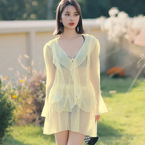 水着 レディース ビキニ 黒 体型カバー 4点セット 長袖 トップス付き セパレート 可愛い 10代 20代 30代 大人 無地 セクシー シアー シンプル シースルー ラメ ブラ ショートパンツ ワイヤービ