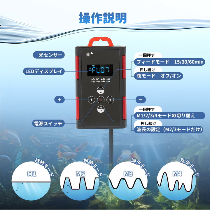 楽天市場】水流ポンプ 65W 吐出量：30000L/H 適用の海水/淡水水槽の長 