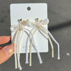 リボン ピアス 韓国 アクセサリー ピアス ジュエリー ピアス 垂れる 上品 可愛い lattencos ラテアンドコス 新大久保から発送