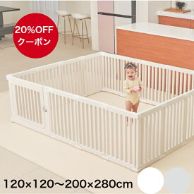 【生活応援★★20％OFFクーポン】ベビーサークル ドア付き ハイタイプ 赤ちゃんサークル 折りたたみ ベビーゲート 扉付き 組立簡単 プレイマット 室内 出産祝い 北欧 ホワイト cocozari