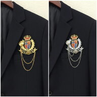 エンブレム ステッカー 風 チェーン リボン 付き ブローチ ピンイベント ピアノ 結婚式 発表会ステージ …