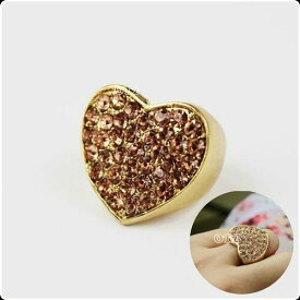 メール便 不可 10号 ハート モチーフ イミテーション ダイヤ ゴールド リングはーと おもちゃリング　TOYリング指輪 リング 指輪 レディース 指輪 メンズ 大人ゴールドリング