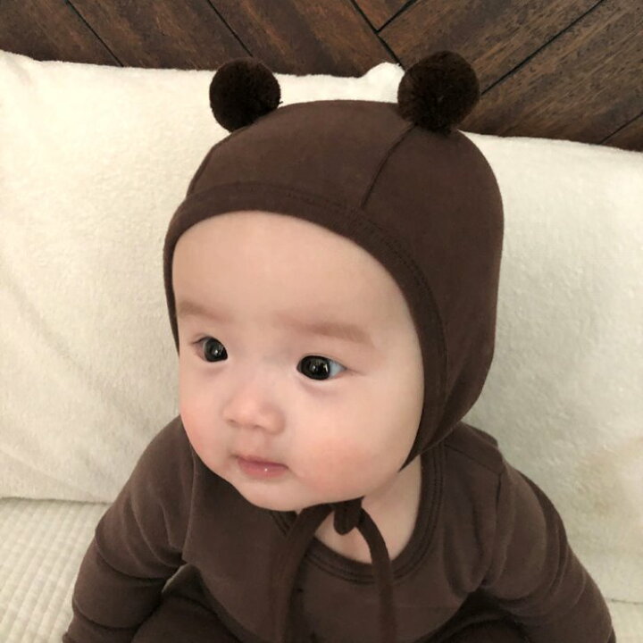 楽天市場 くまさん ポンポン付きボンネット 韓国 ベビー服 ベビー 帽子 くま耳 帽子 赤ちゃん 新生児 出産祝い ベビー 赤ちゃん ナチュラル 韓国子供服 韓国ベビー服 シンプル 子供服 Beberin べべリン