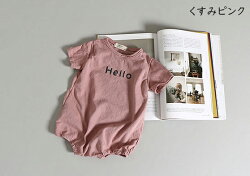 ハローロンパース半袖夏ロゴグッバイナチュラルシンプルくすみカラー韓国子供服男の子女の子ベービーキッズ韓国こども服ベービー服7080