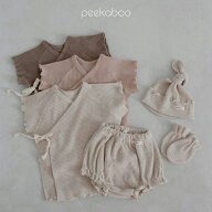 ニューボーン4点セット【正規品】peekaboo 退院着 夏 ワッフル メロー 半袖 新生児 yes newborn set ニュ…