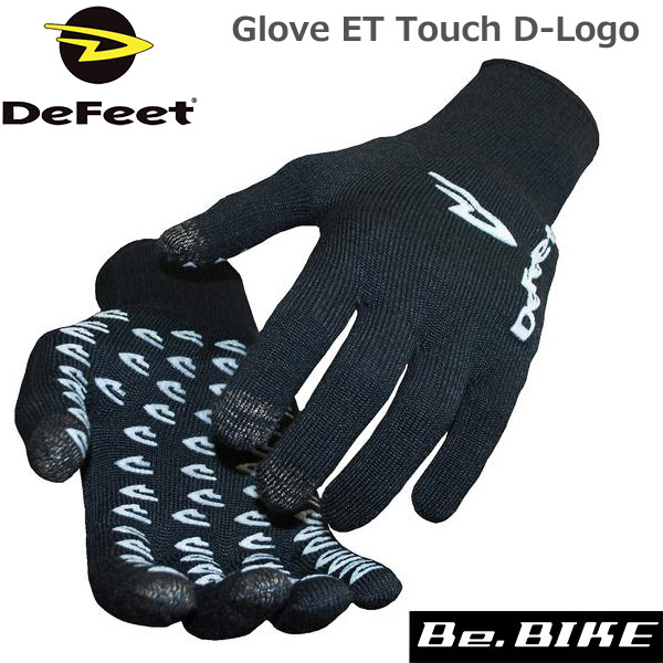 DeFeet Glove ET Touch 超特価sale開催 格安 価格でご提供いたします D-Logo スマホ対応 グローブ ブラック 自転車
