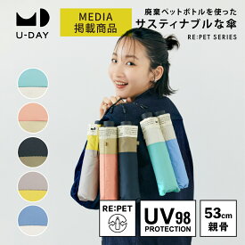 《送料無料》【U-DAY 公式】リペット／バイカラー ミニ ペットボトル再生生地 晴雨兼用 雨傘 日傘 折りたたみ傘 UVカット レディース メンズ 男女兼用 ユーデイ ビコーズ | 折り畳み傘 おりたたみ傘 折り畳みかさ おりたたみかさ ツートンカラー ギフト プレゼント 通勤 傘