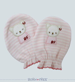 ＼ 楽天スーパーSALE 半額 ／ BORN FREE ( ボンフリー ) ミトン ピンク ベビー用品 出産祝い おしゃれ かわいい 日本製 女の子 男の子 赤ちゃん プチギフト