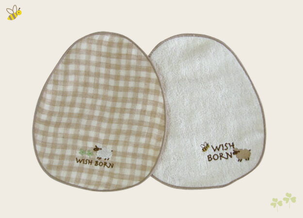 WISH BORN オーガニックコットン 授乳 スタイ 2枚組 ヒツジ ベビー用品 出産祝い おしゃれ かわいい 日本製 女の子 男の子 赤ちゃん