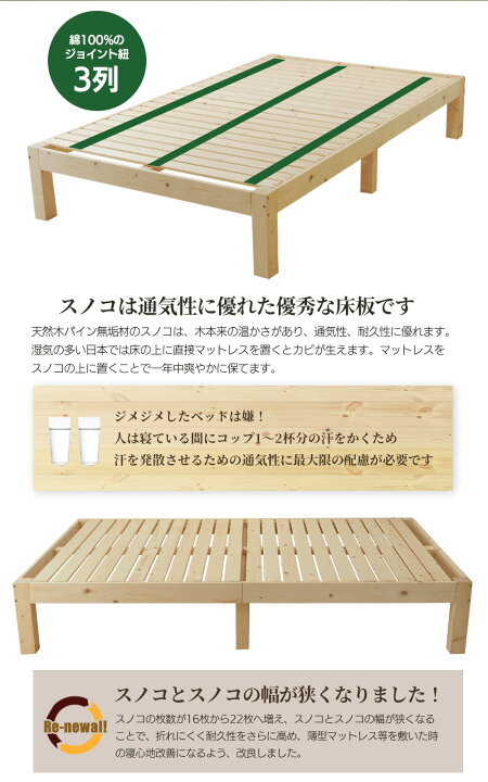 楽天市場】ベッド シングルベッド 無塗装 ベッドフレーム 木製 北欧 