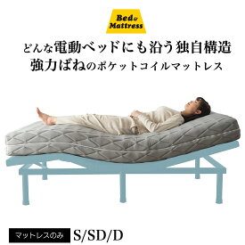【NEW】電動ベッド対応 ポケットコイル マットレスのみ シングル セミダブル ダブル ZH403P 線径2.1mm 厚み17cm 体に沿う リクライニングに沿う
