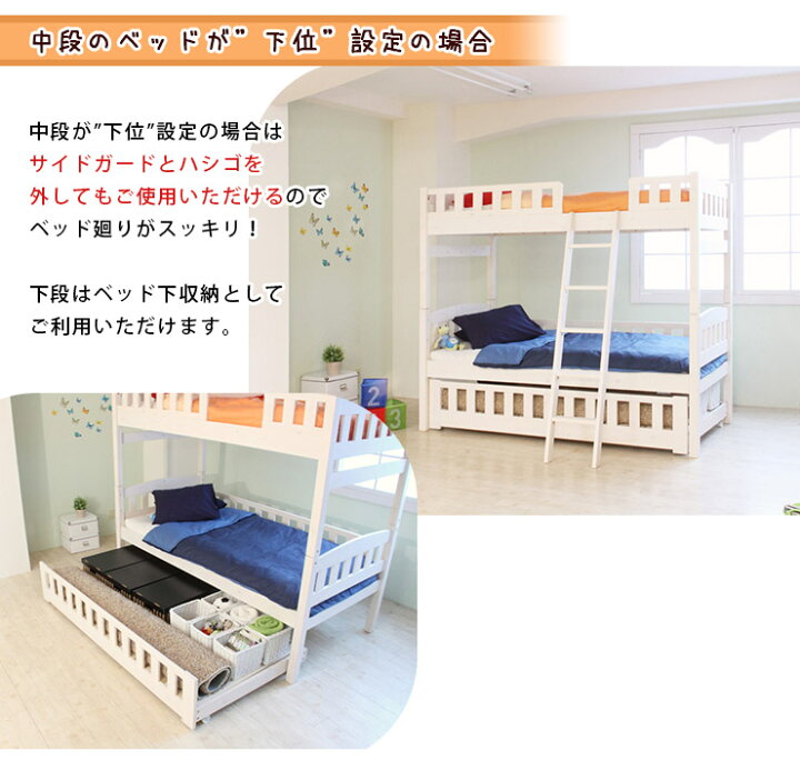 楽天市場】ベッド シングル 3段ベッド 三段ベッド 子供 大人 