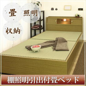 棚照明 収納付き畳ベッド セミダブル ブラウン A151-50-SD（畳） (代引不可)