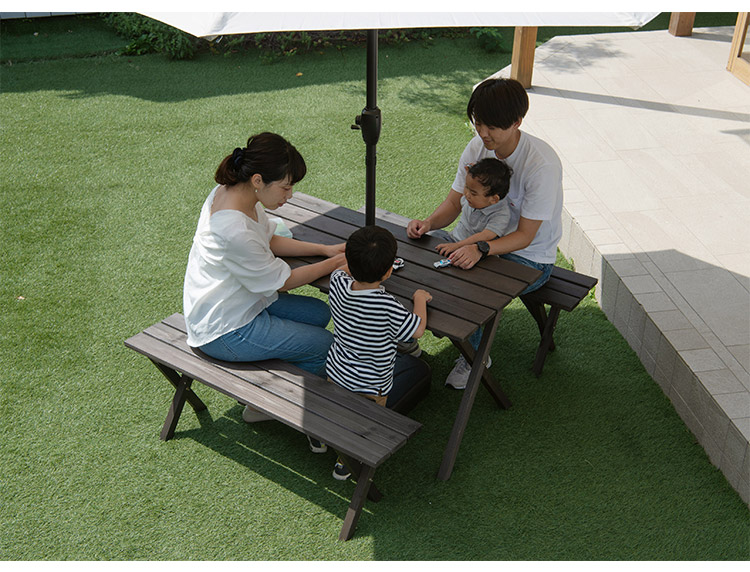 楽天市場】ガーデン テーブルベンチセット ダークブラウン 木製