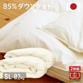 日本製 羽毛85% ダウンケット(0.2kg) ★2枚組 シングルロング 国産 羽毛ふとん 高品質エクセルゴールドラベル サイズ150×210(代引不可)【送料無料】