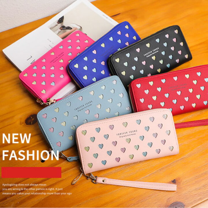 楽天市場 財布 長財布 女性用 カード収納 レディース ウォレット プレゼント カジュアル 可愛い プレゼント デザイン ハート 女の子 ホルダー 6カラー ケイロス