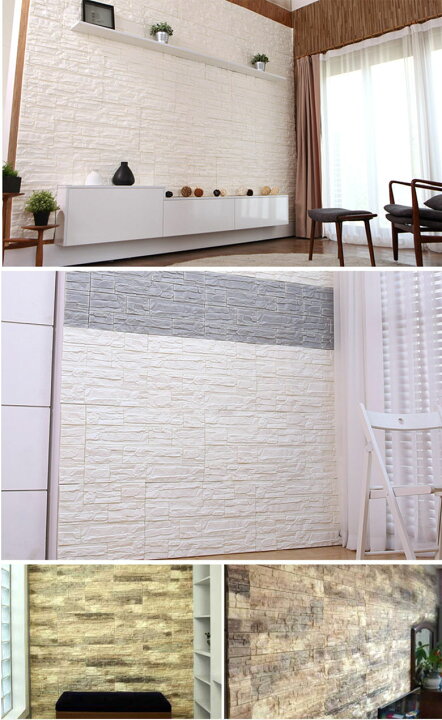 楽天市場 6枚セット 壁紙 71x77cm レンガ シート シール ブリックタイル ブロック レンガ 壁 立体 3d クッション壁紙 ブリック リフォーム リビング 子供部屋 大理石 ケイロス