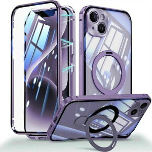 360°�S�ʕی� �K���X�P�[�X �A�C�t�H��14 iPhone16/16promaxiPhone16proiPhone16plus �p �N���A �g�уP�[�X �X�}�z�P�[�X ���b�N�t���y���ʕی�+MagSafe�Ή�+���b�N��+���@�\��̃X�^���h�z �t���J�o�[ ���C
