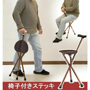 ステッキチェア 椅子になる杖 座れる杖 一本杖 一脚杖 0.8kg ステッキ チェアー プレゼント 杖 おしゃれ 三脚 椅子 杖 軽量 ワンタッチ 散歩 ハイキング 旅行 シニア チェア タダチェア お年寄
