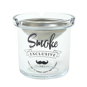 灰皿 卓上 屋内 はいざら 防風 防臭 大容量 ステンレス×ガラス 洗いやすい 灰が飛び散りにくい テーブル 火消し 父の日 誕生日プレゼント