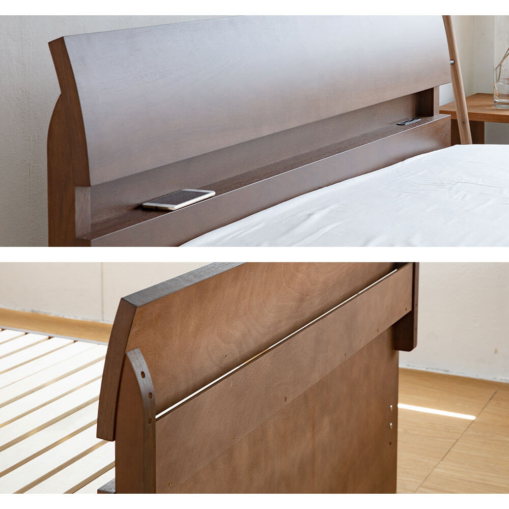 楽天市場】ベッド シングル 木製 組立設置無料 2口 コンセント付き 棚