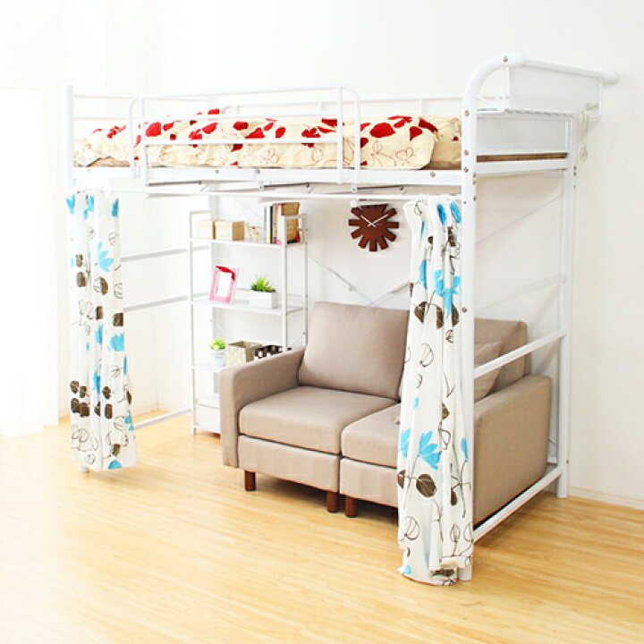 楽天市場 ベッド ベット ロフト シングル ホワイト 幅 100cm 109cm 奥行き 0cm以上 高さ 180cm 1cm キャスター無し 既成品 カジュアル シンプル デザイナーズ シングル 金属製 コンセント付き 棚付き 要組立品 白 ホワイト 2cm かっこいい おしゃれ 洋風