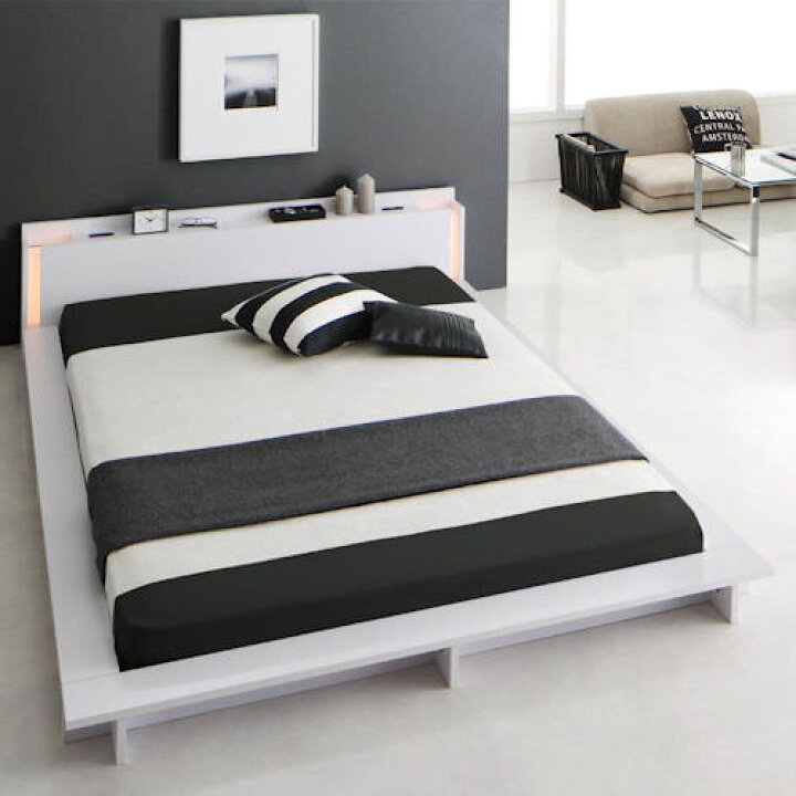 楽天市場】ダブルベッド 照明 ロー シンプル ベット ダブルベッド 