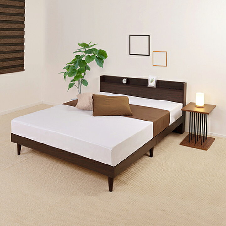 楽天市場】棚付すのこベッド ダークブラウン セミシングルサイズ  