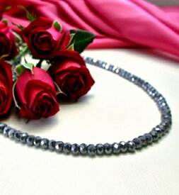 テラヘルツ ネックレス 3mm キラキラ ボタンカット【選べる金具】【選べる長さ：35cm～50cm】ブラックダイヤモンド風の輝き 健康ネックレス 肩こりレビュー