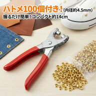 ハトメパンチ 4.5mm ハトメ 100個付 ハトメプライヤー 鳩目 穴あけ カシメ 工具 DIY レザークラフト 手芸…