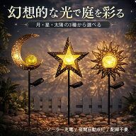 ソーラーガーデンライト 三日月 星 太陽 3種 LED 屋外 防水 夜間自動点灯 埋め込み式 庭 玄関 アプローチ…