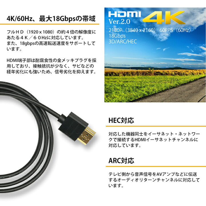 楽天市場】増幅器 内蔵 HDMIケーブル 5m ウルトラスリム 500cm 超極細 直径約4mm Ver2.0 4K 60Hz ブースター 内蔵  HDMI2.0 Nintendo switch PS4 PS5 XboxOne ポイント消化 おすすめ 送料無料 【ネコポス発送】 : ビーブラックス