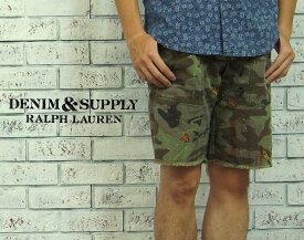 【DENIM＆SUPPLY by Ralph Lauren】 デニム＆サプライ 迷彩 刺繍カスタム カットオフ ショーツ