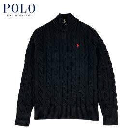 ラルフローレン POLO Ralph Lauren ケーブル ハーフジップ コットン セーター ブラック