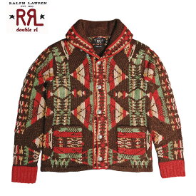 ダブルアールエル RRL ラルフローレン DOUBLE RL ハンドニット ネイティブ柄 ショール カーディガン