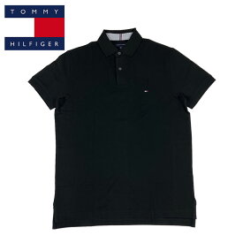 トミーヒルフィガー TOMMY HILFIGER レギュラーフィット ストレッチ ポロシャツ ブラック