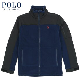 ラルフローレン POLO Ralph Lauren ワンポイント ポニー 切り替えし フリース ジャケット ネイビー