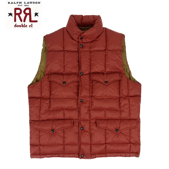 RRL ラルフローレン 撫で付け キルティング ダブルジップ ダウンベスト S