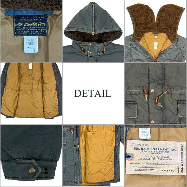 楽天市場】ダブルアールエル キルテッド ツイルパーカー ダウン コート  