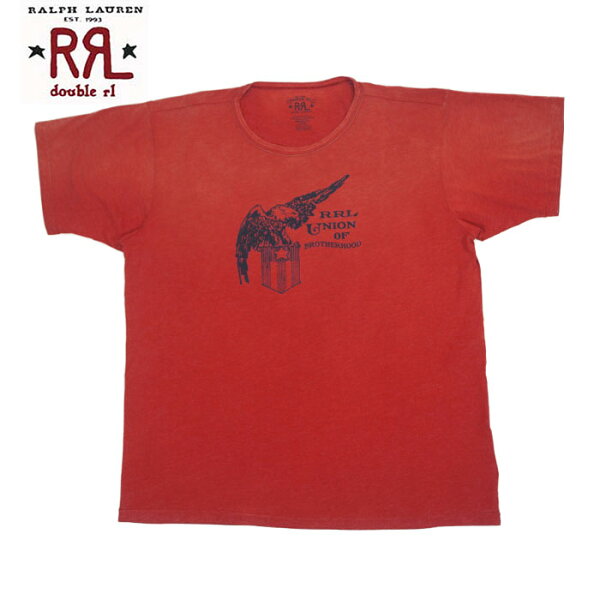 ダブルアールエル RRL ラルフローレン DOUBLE RL イーグル グラフィック コットンジャージー Tシャツ レッド