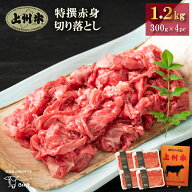 牛肉 特撰赤身切り落とし 上州牛 1.2kg 高級国産牛 モモ おまとめ割 送料無料 小分け 300g × 4パック 薄…