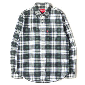 Supreme シュプリーム シャツ プリントチェック フランネルシャツ Printed Flannel Shirt 15SS グリーン×ホワイト S 【メンズ】【中古】【K2904】