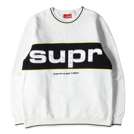 Supreme シュプリーム スウェット ビッグロゴ パイピング スウェットトレーナー Piping Crewneck 19AW ホワイト 白 L トップス 長袖 【メンズ】【中古】【K3230】