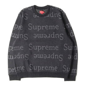 Supreme シュプリーム スウェット ジャガードロゴ 柄 クルーネックスウェット トレーナー Jacquard Logo Crewneck ブラック 黒 L トップス 長袖 【メンズ】【中古】【美品】【K3290】